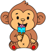 Adorable Monkey Enjoying Ice Cream with Big Smile 🐒🍦😊 Colored Example
