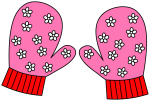 Adorable Paired Mittens with Flower Pattern 🧤🌼🌸 Colored Example