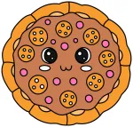 Adorable Pizza with Toppings and Friendly Face 🍕😊 Colored Example