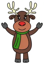 Adorable Reindeer with a Joyful Expression 🦌🎄✨ Colored Example