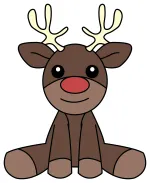 Adorable Reindeer with Antlers and Red Nose 🦌🎅🎄 Colored Example