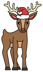 Adorable Reindeer with Santa Hat 🦌🎅🎄 Colored Example