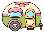 Adorable Retro Travel Trailer with Flower Decal and Awning Window 🚐🌸 Colored Example