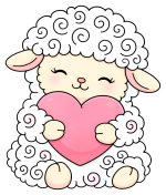 Adorable Sheep Holding Heart with Love 🐑💖💕 Colored Example