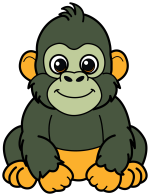 Adorable Sitting Gorilla with a Friendly Smile 🦍😊❤️ Colored Example