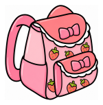 Adorable Strawberry School Backpack with Bow Design 🎒🍓👧 Colored Example