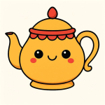 Adorable Teapot with a Friendly Face 🧊🍵😊 Colored Example