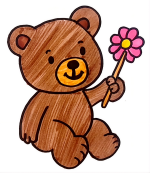 Adorable Teddy Bear Holding a Flower 🧸🌼🐻 Colored Example