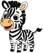 Adorable Zebra with a Friendly Smile and Curly Tail 🦓😊 Colored Example