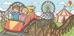 Thrilling Roller Coaster Ride with Friends at the Amusement Park 🎢🎡🎈 Colored Example