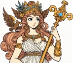 Athena Greek Goddess with Bird and Lance 🏛️🕊️ Colored Example