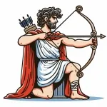Greek God Apollo Kneeling and Aiming Bow and Arrow 🏹🎯 Colored Example
