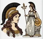 Athena Greek Goddess with Lance and Aegis Round Shield 🌟🛡️ Colored Example