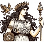 Athena Greek Goddess with Bird ✨🕊️ Colored Example