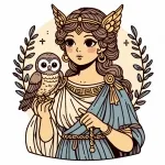Athena Greek Goddess with Cute Owl 🎨🦉 🎨🦉 Colored Example