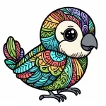 Baby Bird Parrot with Artistic Patterns 🐦🎨❤️ Colored Example
