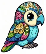 Baby Parrot with Artistic Pattern 🦜🎨✨ Colored Example