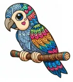Baby Parrot with Artistic Patterns 🦜🎨❤️ Colored Example