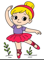 Ballerina Girl Dancing Standing on One Toe One Hand Up Arabesque 💃👯‍♀️🩰🌟 Colored Example