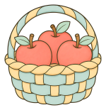 A Wicker Basket Full of Fresh Apples 🍎🧺🍏 Colored Example