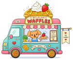 Belgian Waffles Food Truck with a Friendly Dog 🍴🐶🧁 Colored Example