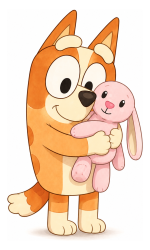 Bingo Hugging Her Favorite Bunny Floppy 🐶🐰💖 Colored Example