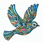Bird Flying with Artistic Pattern 🐦🎨✨ Colored Example