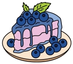 Slice of Cake Topped with Dripping Frosting, Fresh Berries, and a Leaf Garnish on a Plate 🍰🎂🍴 Colored Example