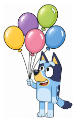 Bluey the Dog Holding Balloons for a Birthday Party 🎈🐶🎉 Colored Example