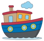 Boat Floating on the Water 🚤🌊☁️ Colored Example