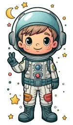 Boy in Astronaut Suit Peace Sign 🚀👨‍🚀🌌 Colored Example