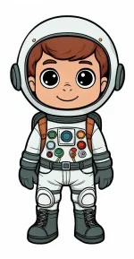 Boy in Astronaut Standing in Suit 🚀👨‍🚀🌌 Colored Example
