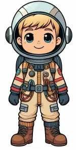 Boy in Astronaut Suit 🚀🌌👨‍🚀 Colored Example