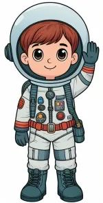 Boy Dressed as Astronaut Waving 🌠👨‍🚀🚀 Colored Example