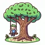 Boy on Swing on Tree 🌳👦🎉 Colored Example