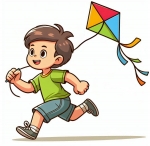 Boy Playing Kite 🧒🪁☀️ 🧒🪁☀️ Colored Example