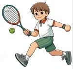 Boy Playing Tennis Running for the Ball 🏃‍♂️🎾 Colored Example