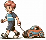 Boy Pulling Toy Car 🧒🚗 Colored Example