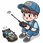 Boy Playing with Remote Control Toy Car 🧒🚗🎮 Colored Example
