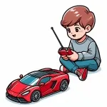Boy Playing Remote Control Toy Sports Car 🧒🏎️ Colored Example