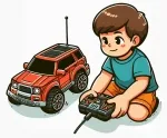 Boy Playing Remote Control Toy SUV Car 🧒🚙 Colored Example