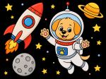 Brave Astronaut Puppy in Deep Space 🐶🚀⭐ Colored Example