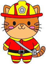 Brave Firefighter Cat Ready to Help 🐱🚒🔥 Colored Example