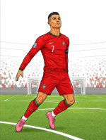 Brazilian Soccer Player Inspired by Ronaldo at World Cup 🏆⚽🇧🇷 Colored Example