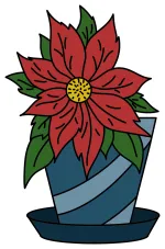 Bright Red Poinsettia in a Pot 🌺🌸🌿 Colored Example