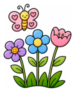 Butterfly and Flowers in a Sunny Meadow 🦋🌸🌿 Colored Example