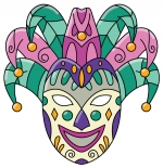 Carnival Funky Masquerade Jester Mask with Big Smile 🎭🃏😄 Colored Example