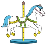 Carousel Galloping Horse Merry-Go-Round 🎠 Colored Example