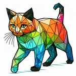 Cat Walking Low Poly Origami Style 🐱📐✨ Colored Example