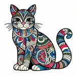 Cat with Beautiful Pattern to Color 🐱🎨🌟 Colored Example